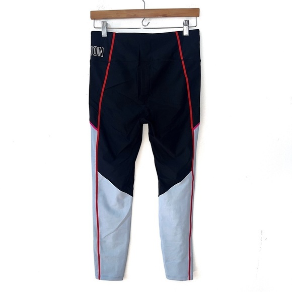 P.E Nation Black Saber Logo Colorblock Neon Lined High Waisted Leggings - Picture 3 of 7